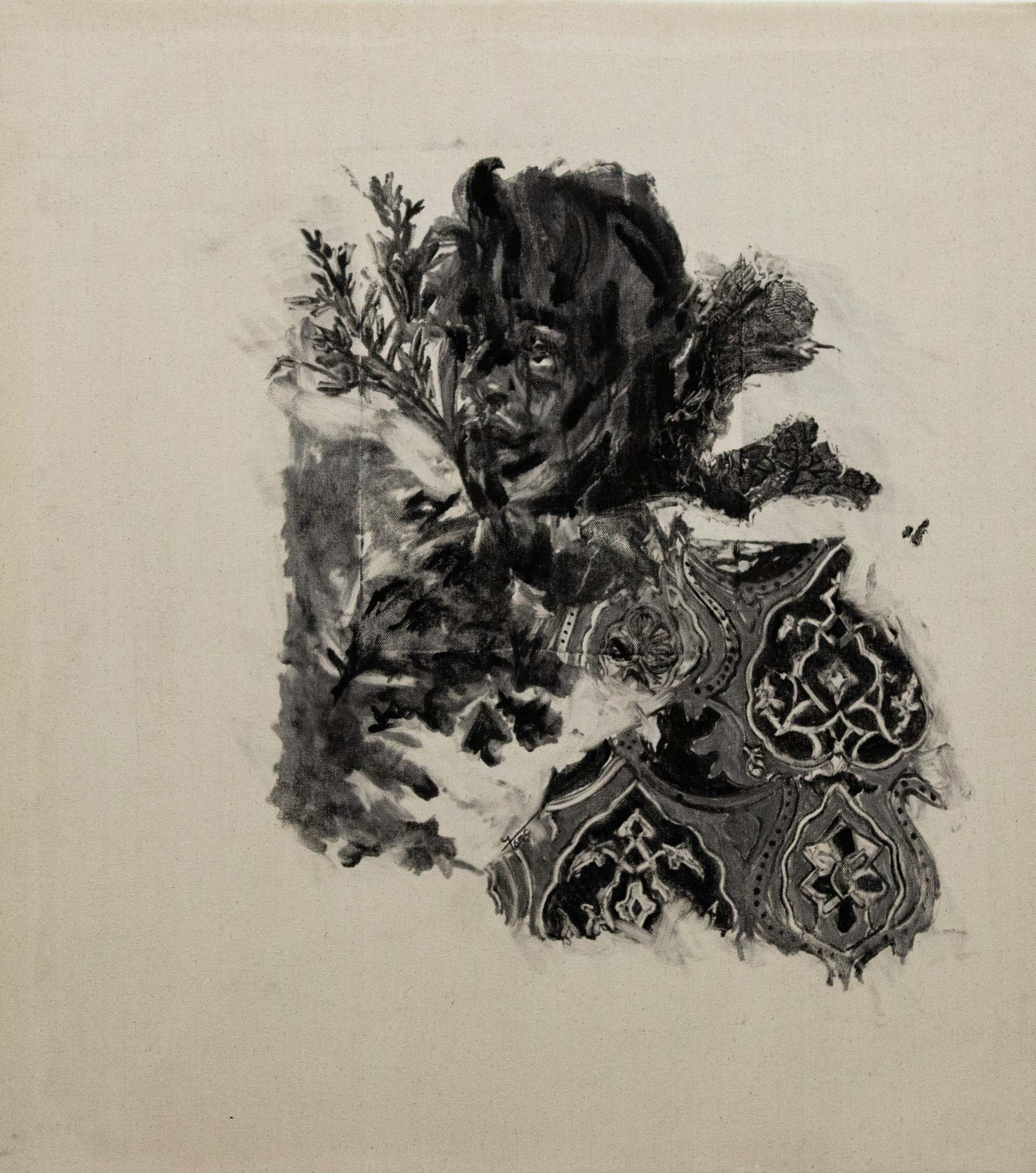 Tiemar Tegene_Mourning your Love II_2025_Monoprint on canvas_79.5x90cm